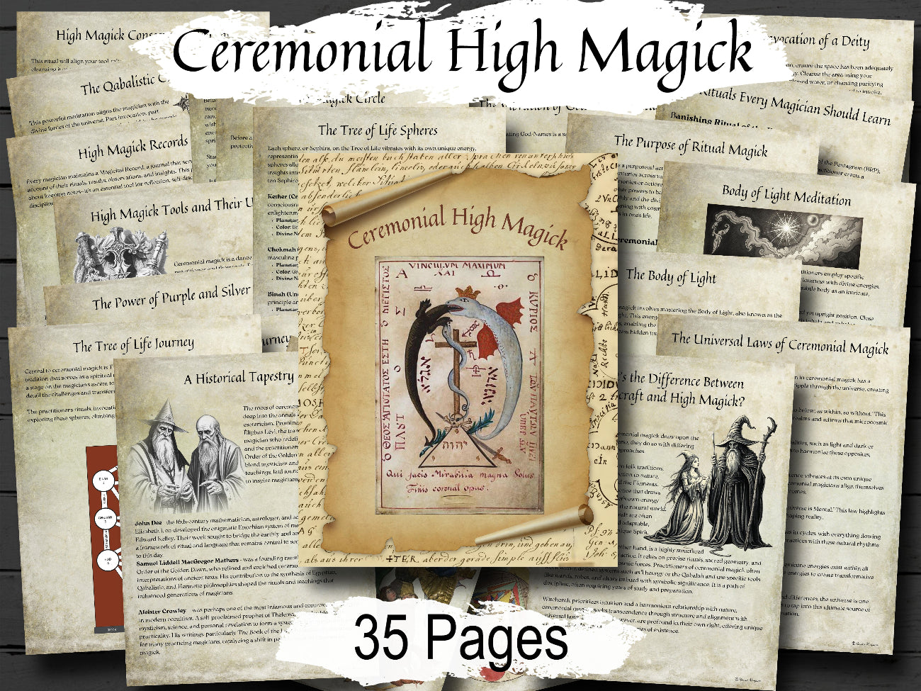 CEREMONIAL HIGH MAGICK, Beginner-Friendly Guide, Rituals & Mystical Practices, Lesser Banishing, Quaballa, 35 Printable Spellbook Pages - Morgana Magick Spell