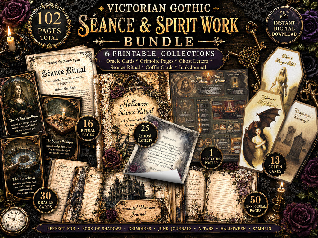 Victorian Gothic Bundle: Haunted Mansion Journal, Oracle Cards, Séance Ritual (102 Page PDF)