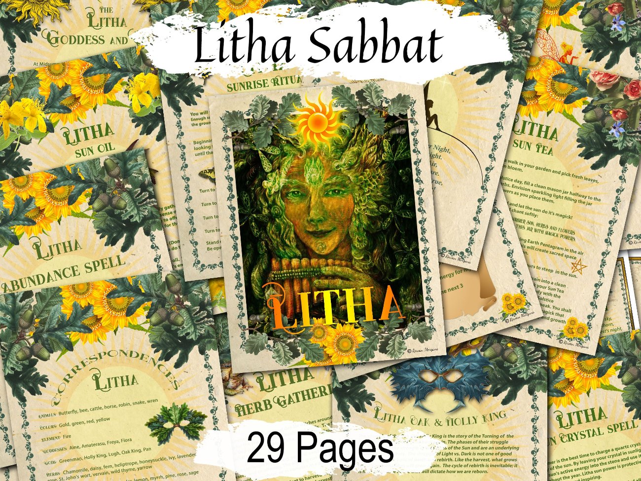 LITHA SABBAT, 29 Pages, Summer Solstice Wicca Witchcraft Sabbat Printable, Traditions and Correspondences, Rituals, Spells, Baby Witch Magic - Morgana Magick Spell