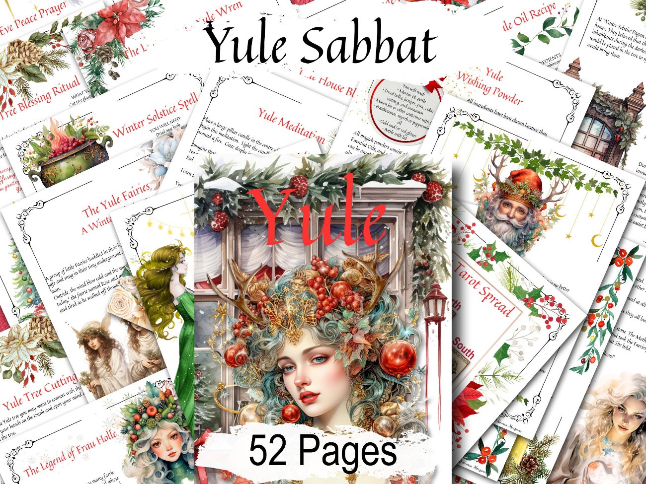 YULE WINTER SOLSTICE Bundle, 52 pages with Witch Sabbat Planner, Printable winter magic celebrations for your Wicca Pagan Solstice Grimore - Morgana Magick