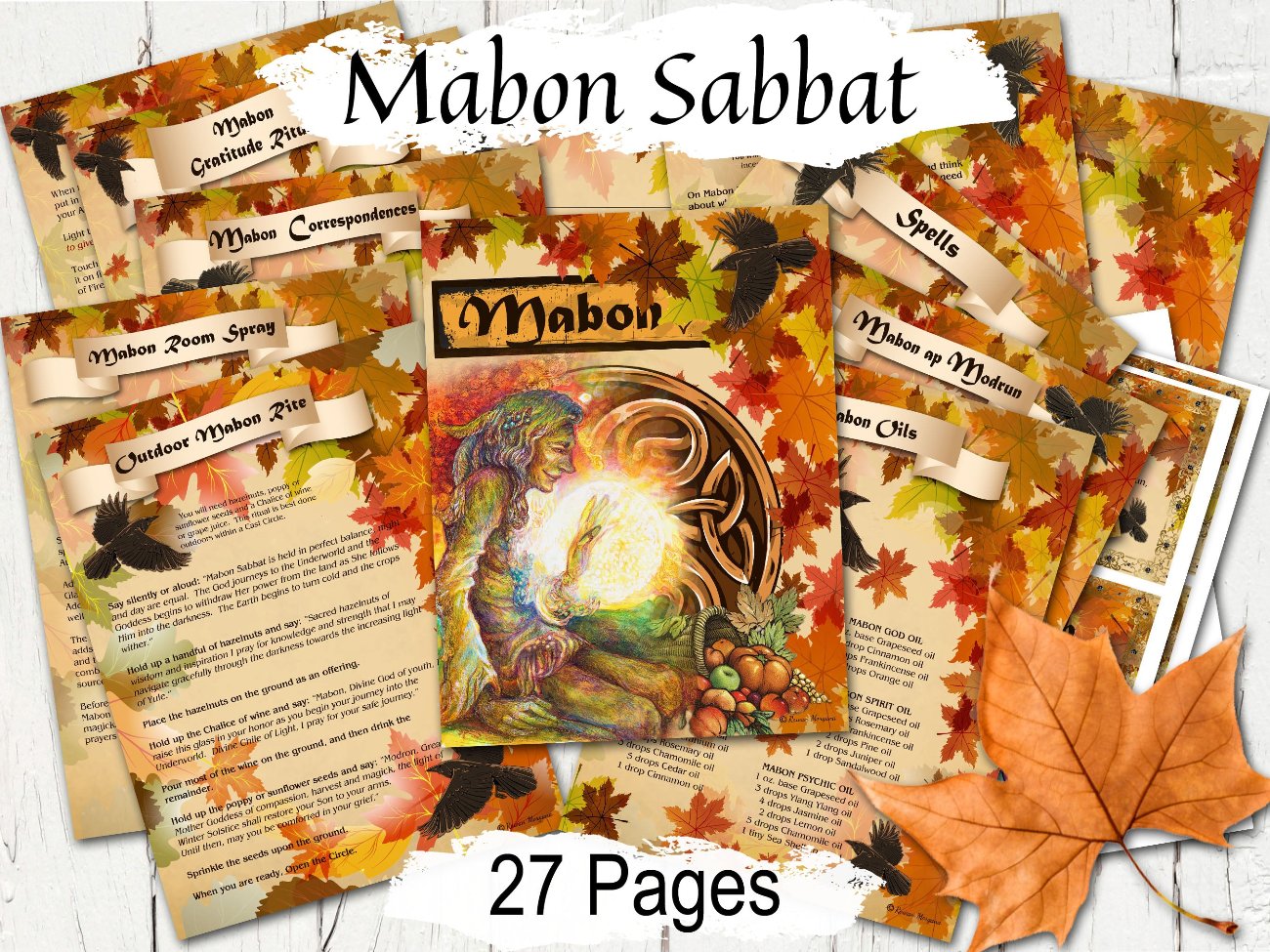 MABON SABBAT, 27 Pages,  Correspondences, Equinox Ritual Magic, Wicca Witchcraft, Pagan Thanksgiving Altar - Morgana Magick Spell