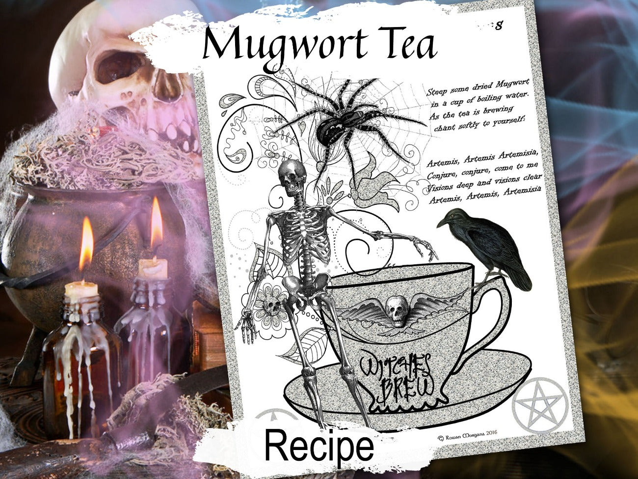 MUGWORT TEA, Printable Recipe to Conjure Visions and Lucid Dreaming, A Samhain Halloween Magic Spell for your Book of Shadows - Morgana Magick Spell