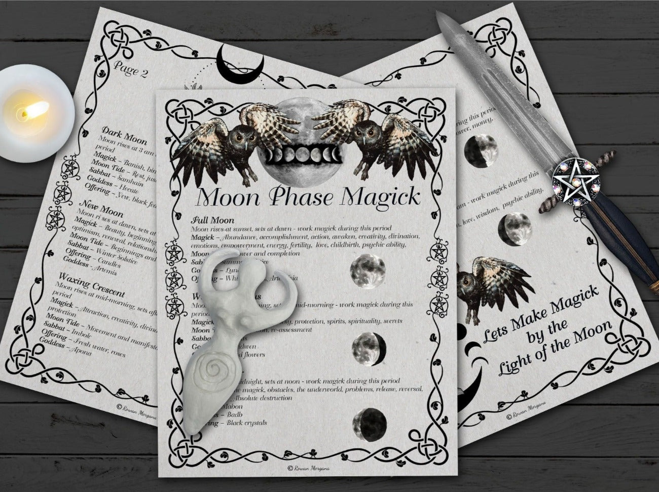 Moon Phase Magick 3 Printable Pages - Morgana Magick Spell
