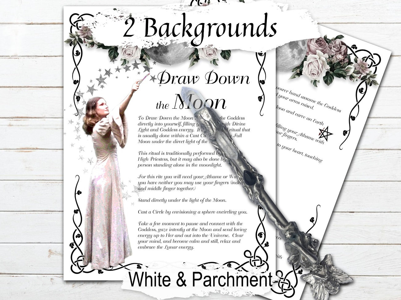 DRAW DOWN the MOON a Wicca Ritual, 2 Pages, Witchcraft Full Moon Magic, Moon Goddess, Moon Spell, Wicca Moon Esbat Prayer Meditation Ritual - Morgana Magick Spell