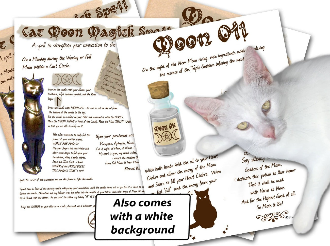CAT MOON SPELL Connect to the Moon Goddess, Wicca Moon Oil Recipe, Draw Down the Moon - Morgana Magick Spell