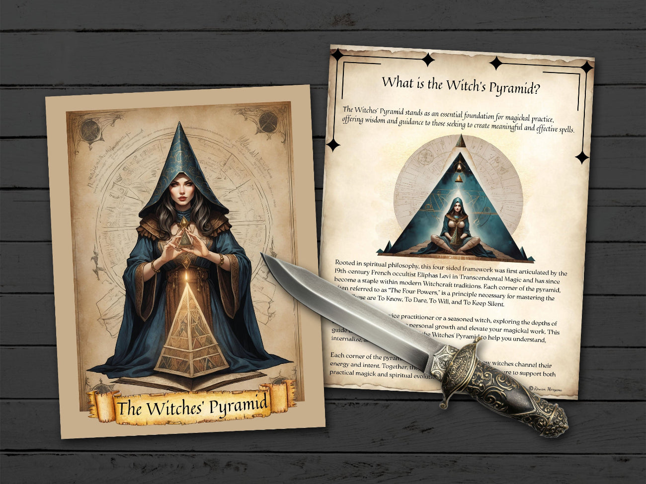 THE WITCHES' PYRAMID, Unlocking The Four Pillars of Magical Spellcasting, High Magick, Witchcraft Elements, 8 Printable Spellbook Pages - Morgana Magick Spell