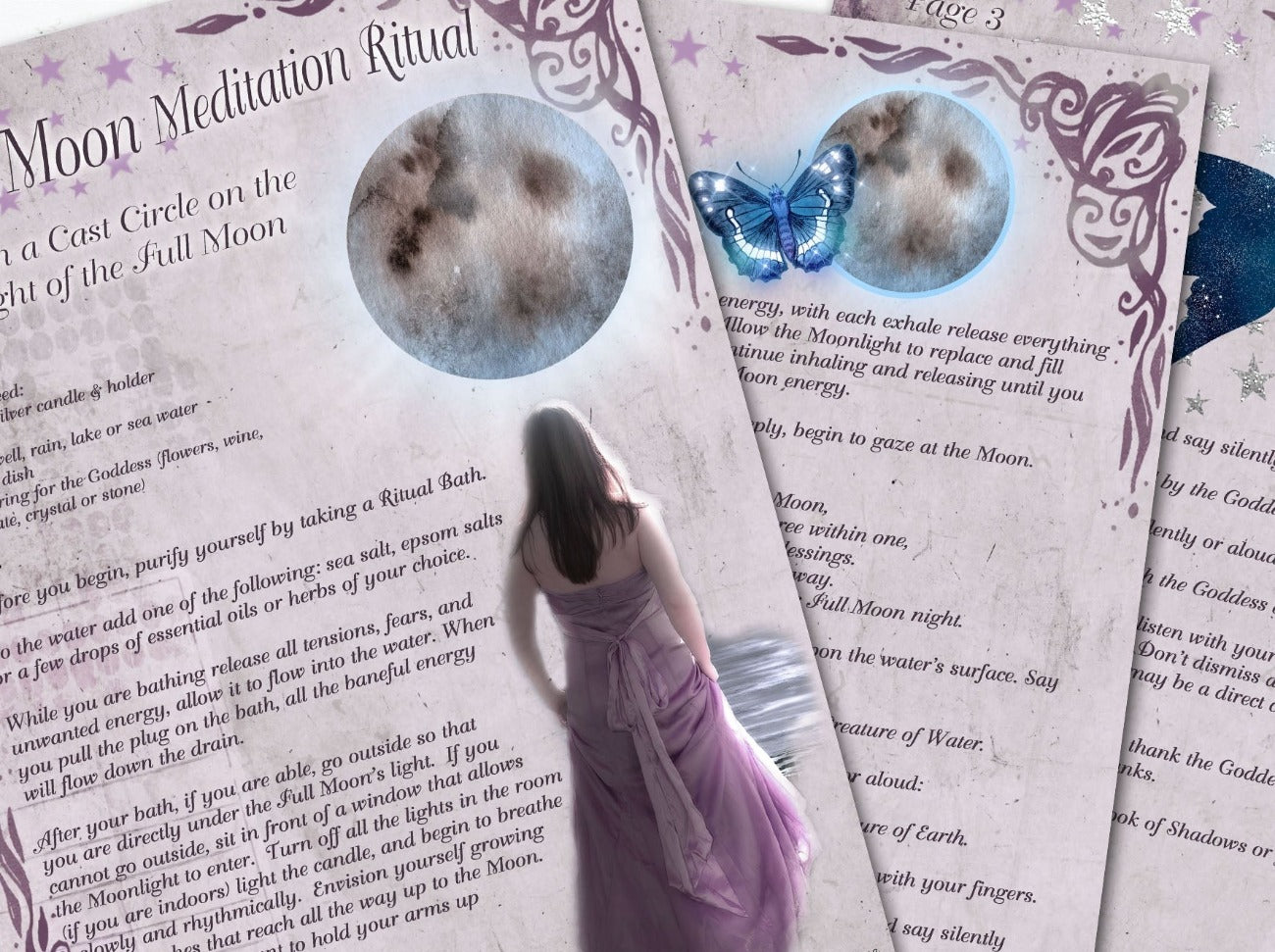 Close-up of Moon Meditation Printable Pages - Morgana Magick Spell