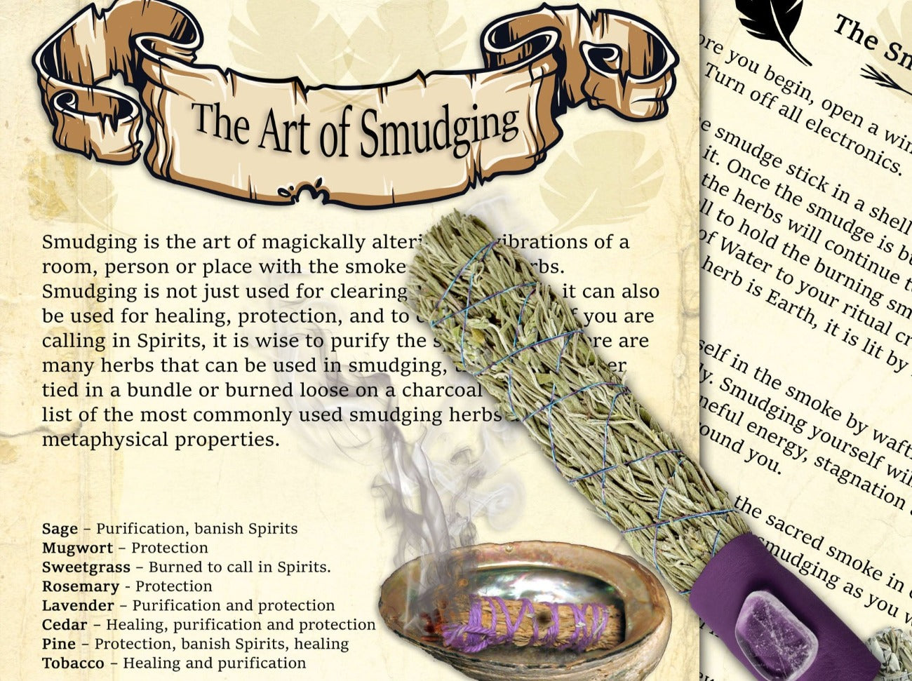 ART of SMUDGING Printable 2 pages - Morgana Magick Spell