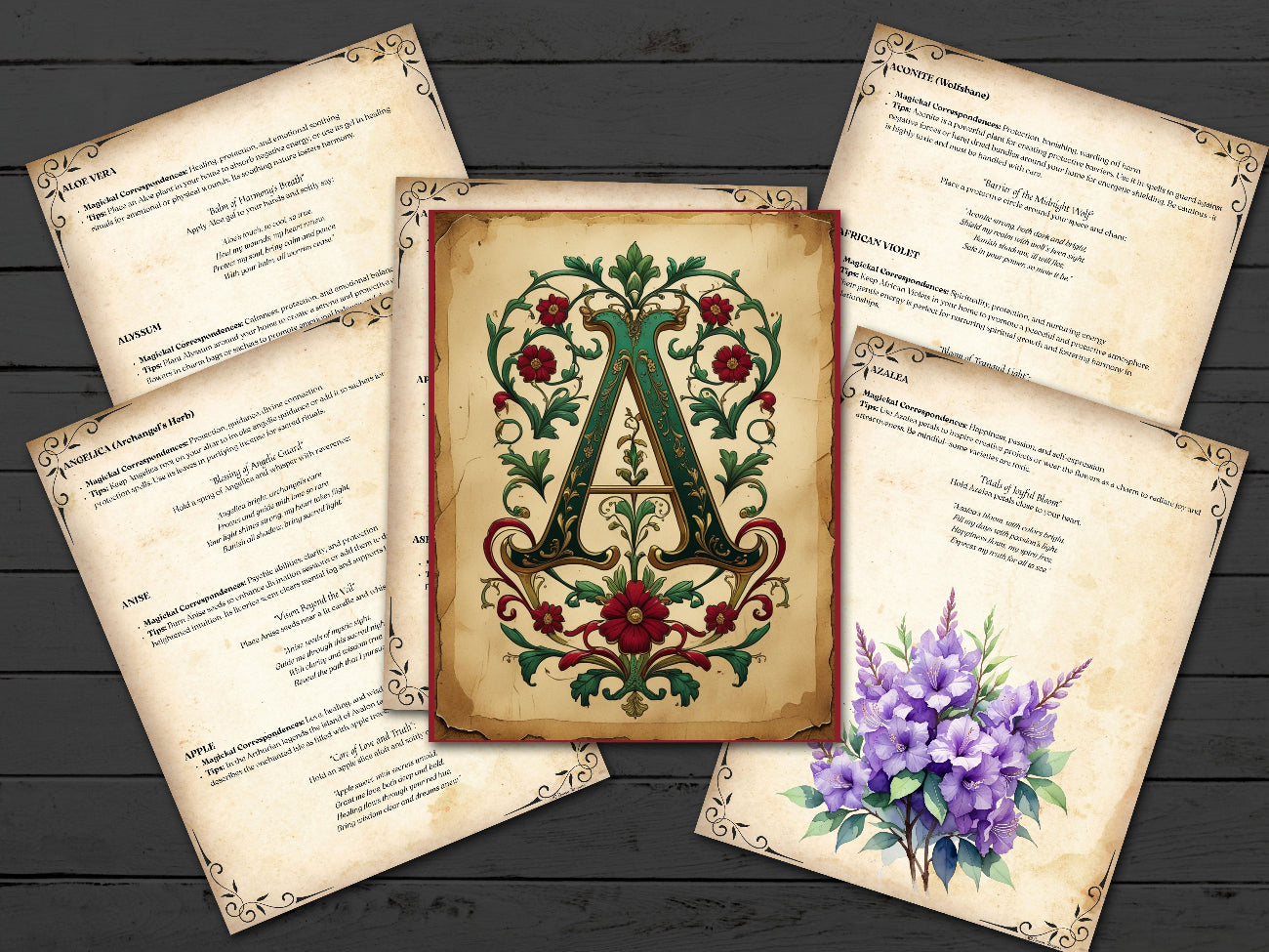 HERBAL MAGICK A - Z - 126 pages, Witch's Herbal Encyclopedia, Printable Green Witch Grimoire - Morgana Magick Spell