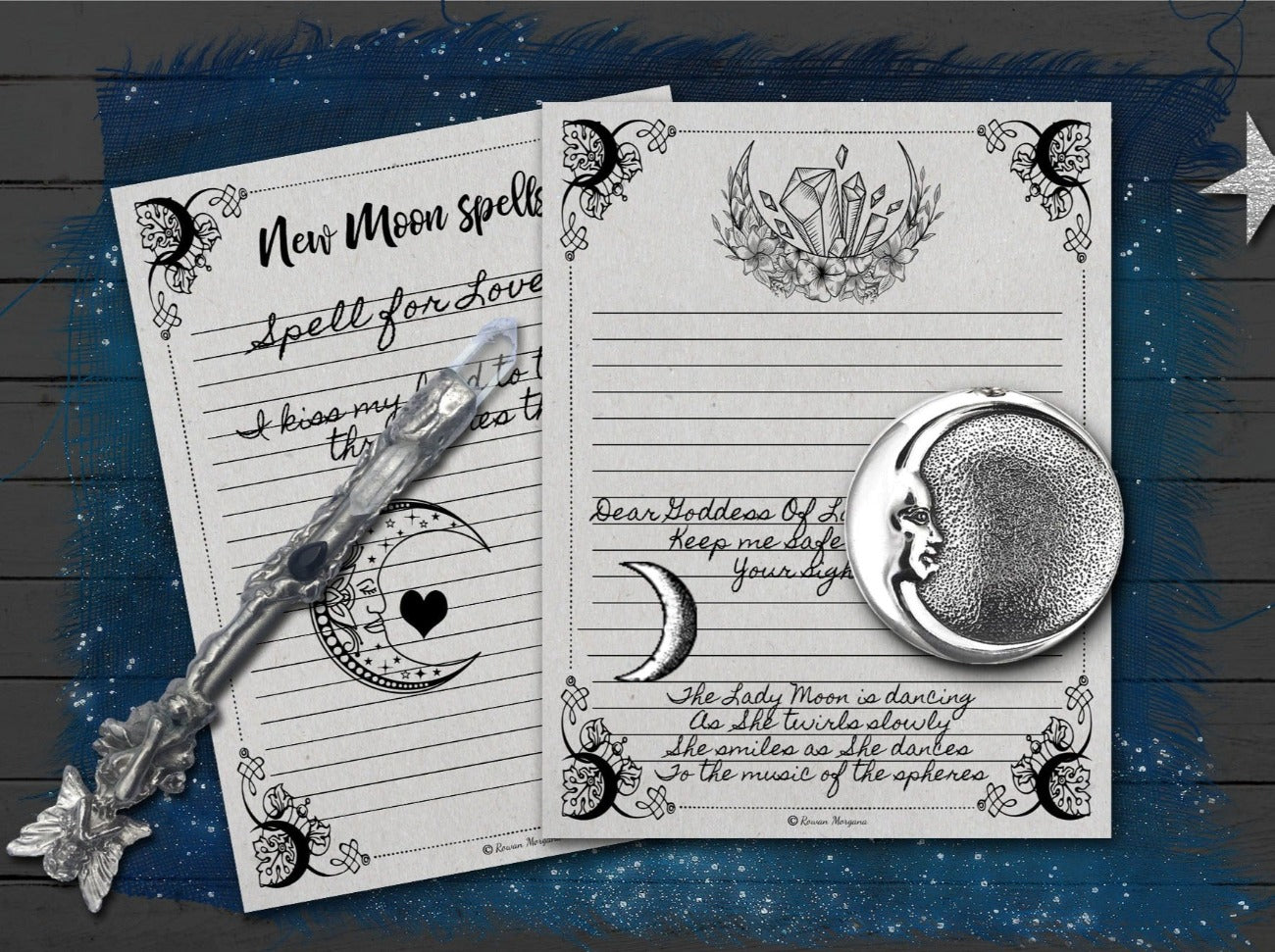 New Moon Spells 2 Blank Lined Pages - Morgana Magick Spell