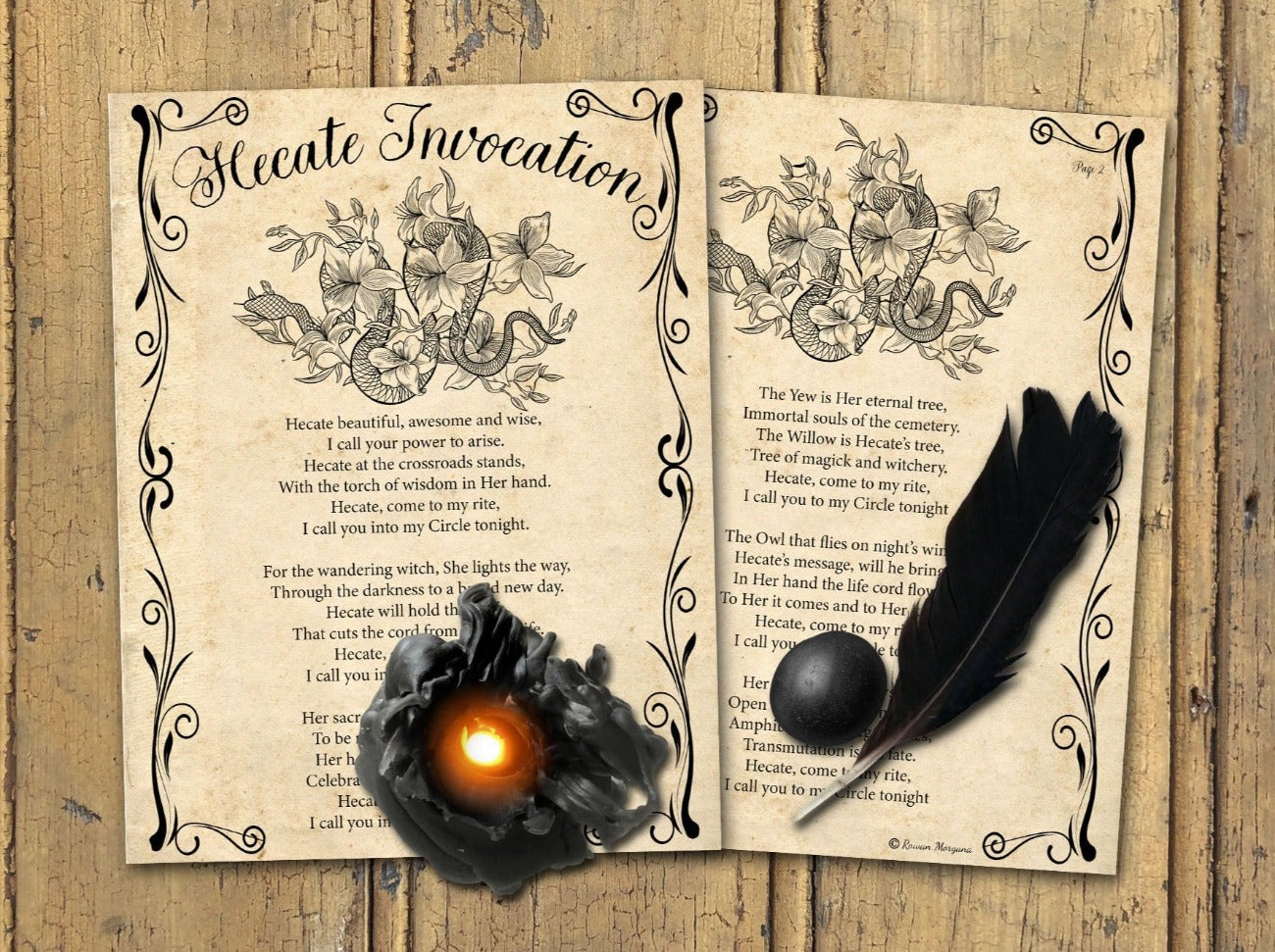 Goddess Hecate Invocation, 2 Printable Pages - Morgana Magick Spell