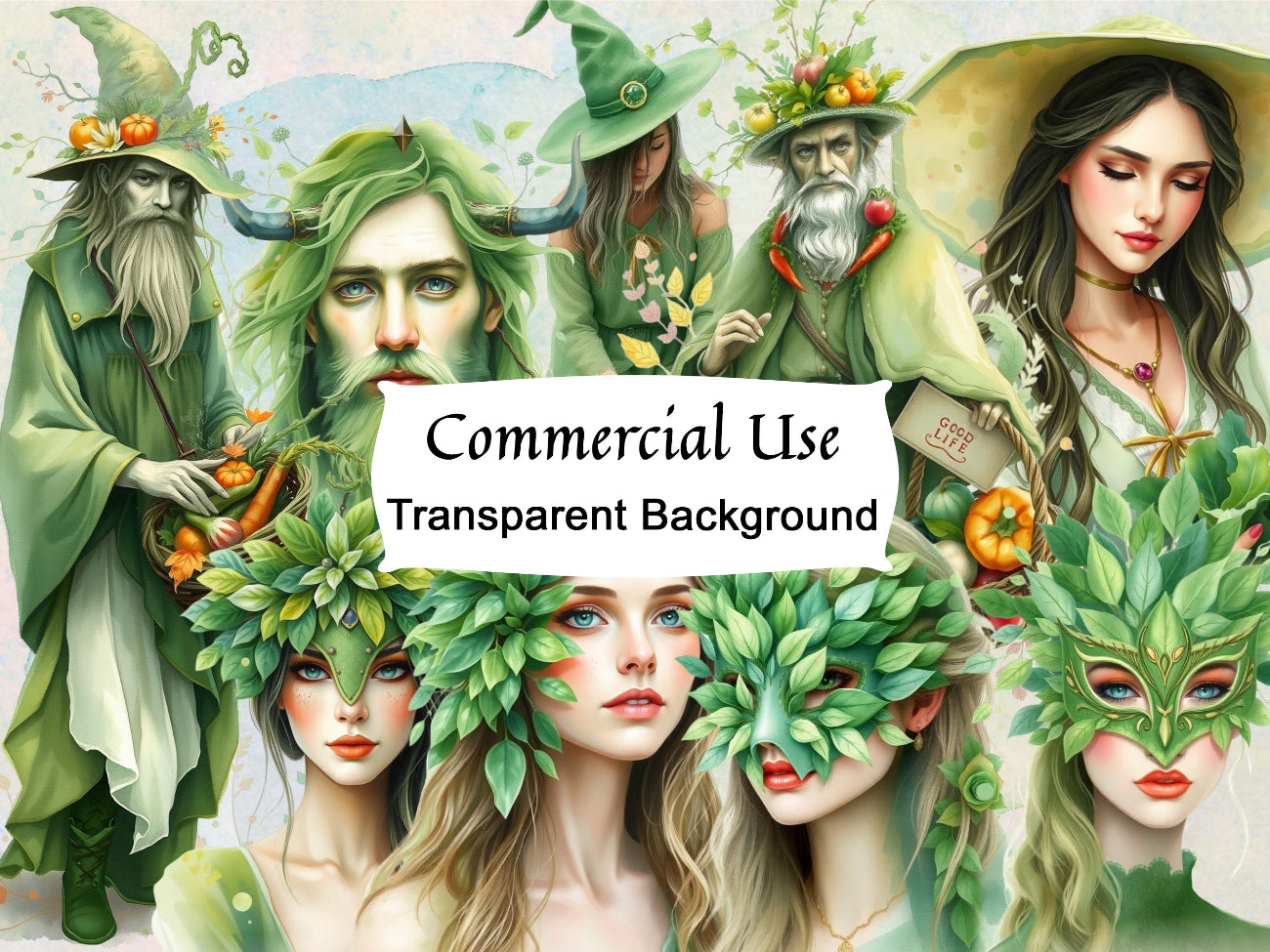 GREEN WITCH CLIPART – 85 Magical PNGs for your Junk Journal, digital scrapbook, Wicca Book of Shadows, Nature inspired, Commercial License -Morgana Magick Spell