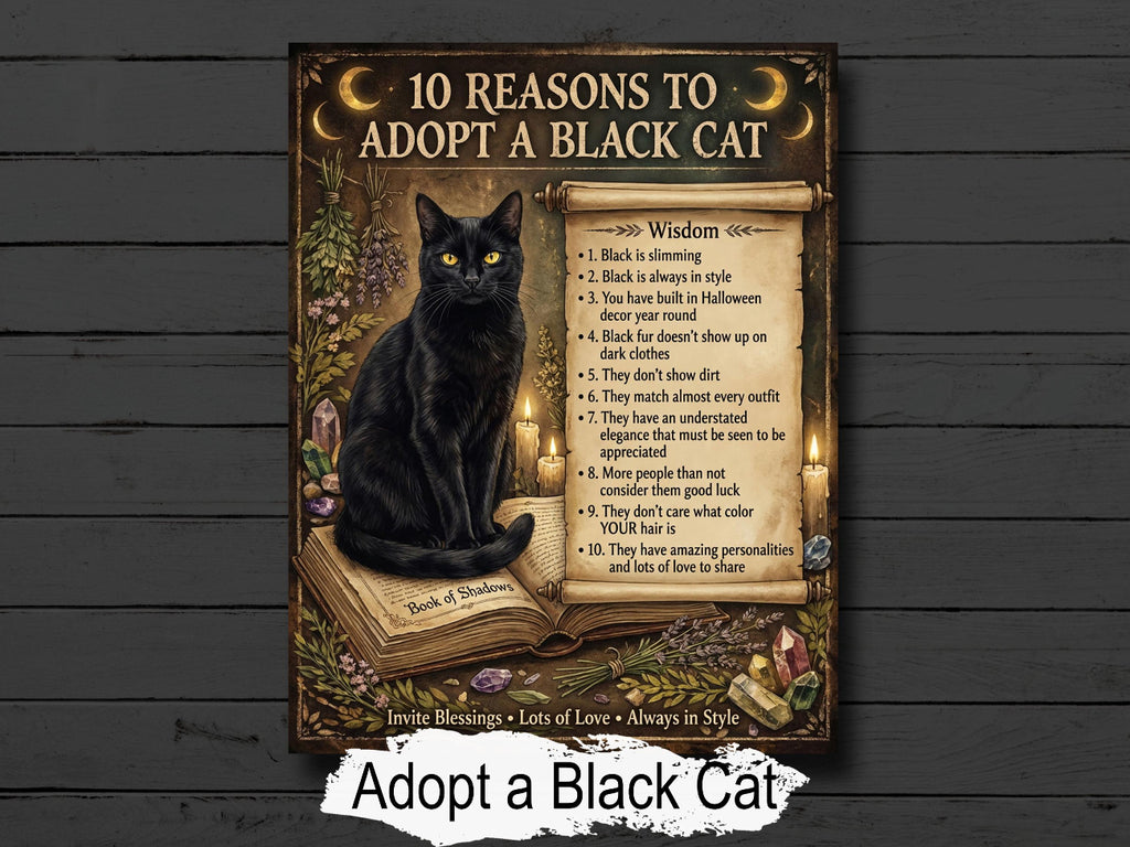 Adopt a Black Cat Infographic: Dark Academia, Book of Shadows Page, Witchcraft  Familiar Art