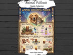 Animal Wellness Magick printable spell page featuring a dog, cat, herbs, crystals, and illustrated ritual steps