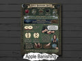 Witchcraft spell page infographic for 'Apple Banishing Spell' on a wooden background