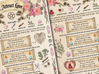 Two pages from a book of shadows with magical rituals and ingredients.