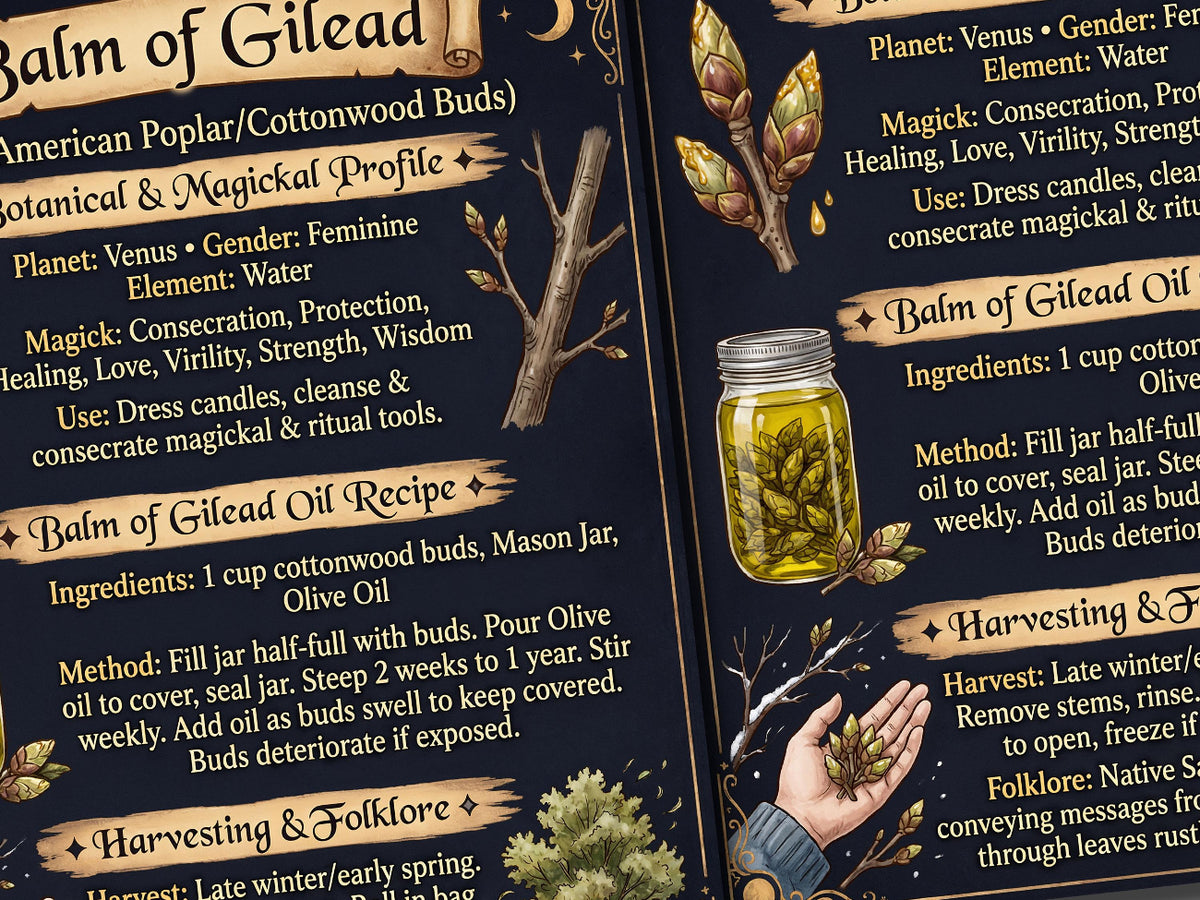 Balm of Gilead: Genuine Witchcraft Anointing Oil, Printable Recipe for Your Book of Shadows