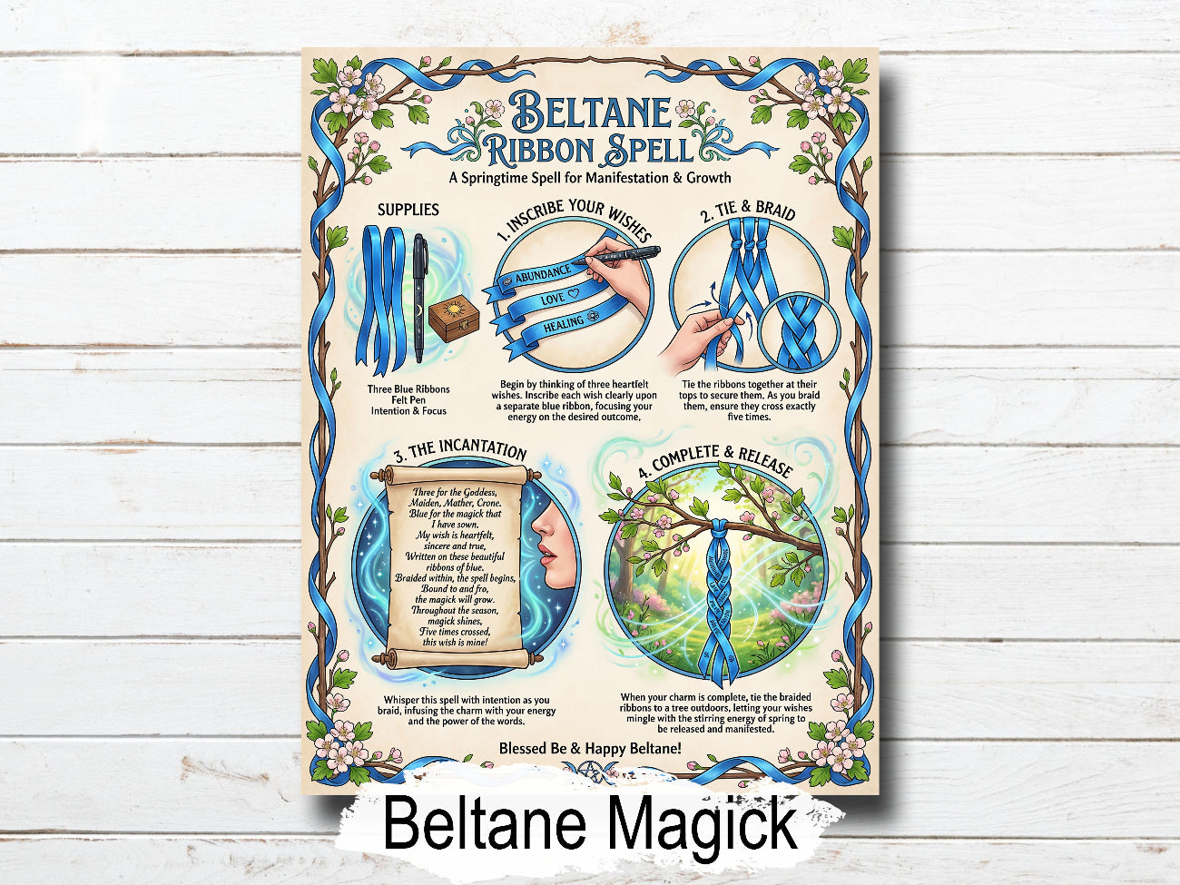 Beltane Ribbon Spell: Digital Grimoire Page – Morgana Magick Spell