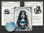 Crystal ball scrying pages  Choosing your Crystal Ball and Crystal Ball Magick, with illustrations on a wooden surface