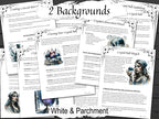 Set of printed pages on Crystal Ball Magick with text and illustrations on a white and parchment background.
