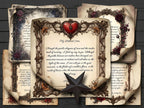 Decorative paper letters from the spirit world with floral designs and text on a wooden surface