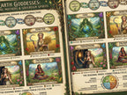 Closeup view of Earth Goddesses with illustrations and text on a green background