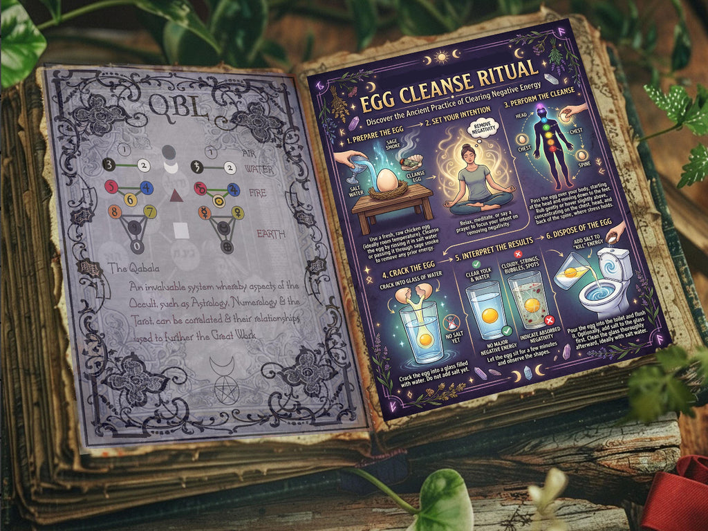 Egg Cleanse Ritual: Limpia Infographic for Book of Shadows, Folk Magic Protection