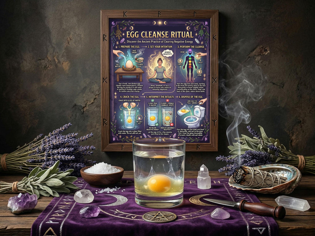 Egg Cleanse Ritual: Limpia Infographic for Book of Shadows, Folk Magic Protection