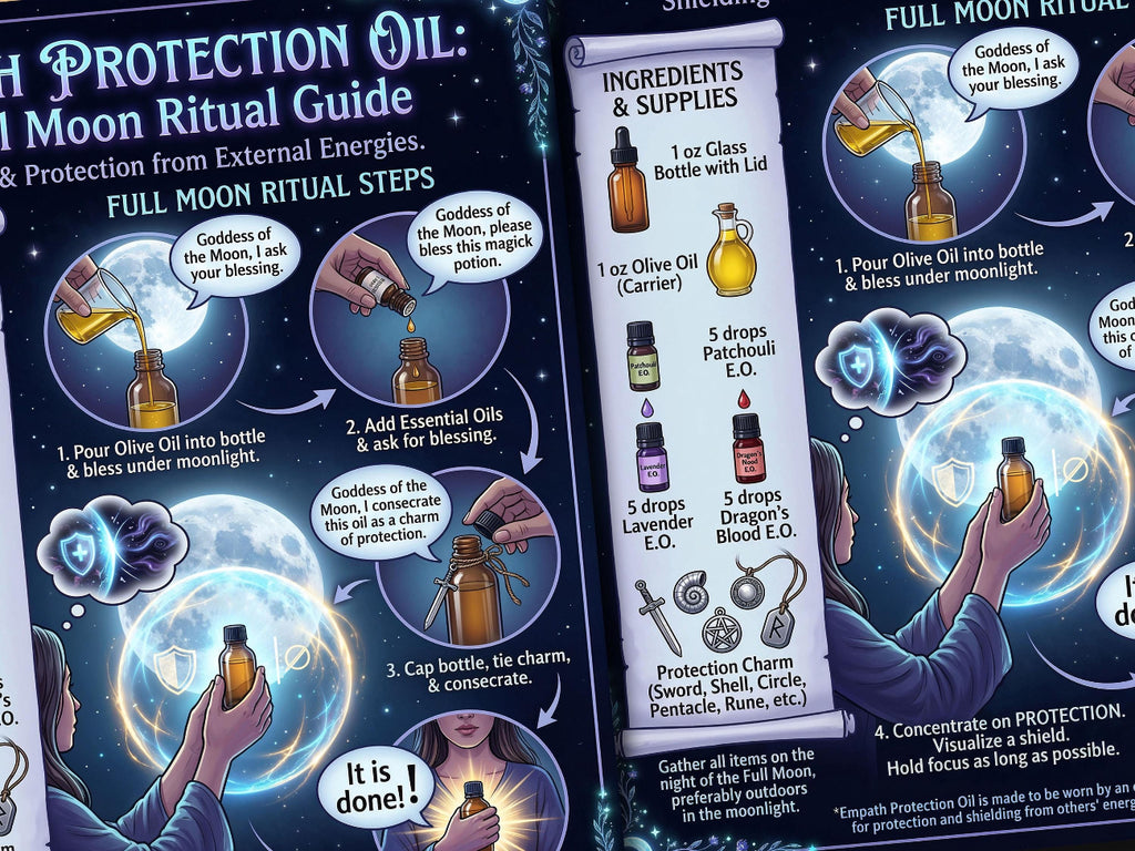 Empath Protection Oil: Aura Shielding Potion, Energy Protection & Balance, Printable Infographic Recipe