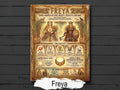 Freya Infographic: Norse Mythology, Viking Gods Printable Book of Shadows page