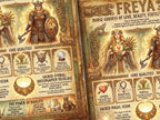 Closeup view featuring Freya, Norse goddess of love, beauty, and fertility, with detailed artwork and text.