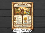Freyr Infographic: Norse God Mythology, Viking Printable Book of Shadows page