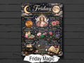 FRIDAY Magic: Infographic Cheat Sheet, Book of Shadows, Printable Grimoire Page, Weekday Spells