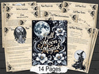Full Moon Magick pages with decorative pages on a wooden surface