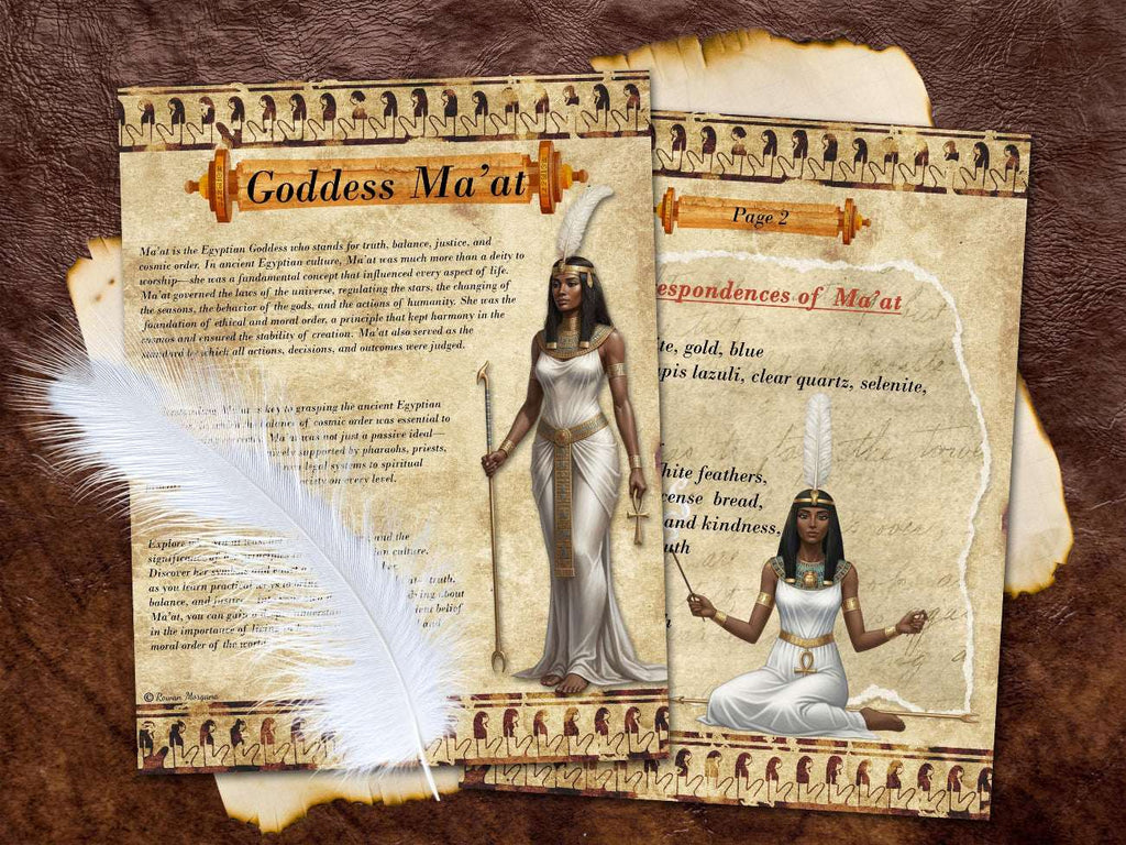 Goddess Maat: Align with Truth and Cosmic Harmony, Printable Spellbook Pages (PDF)