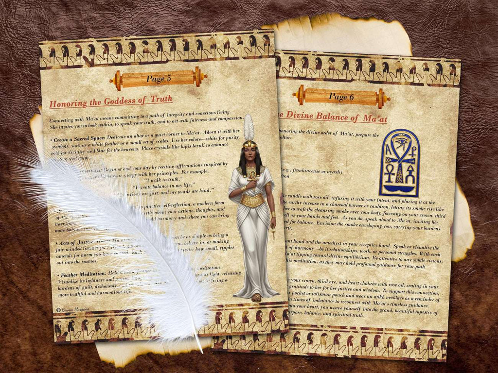 Goddess Maat: Align with Truth and Cosmic Harmony, Printable Spellbook Pages (PDF)