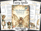 Grimoire of Fairy Spells with fairy illustrations and text on a white background