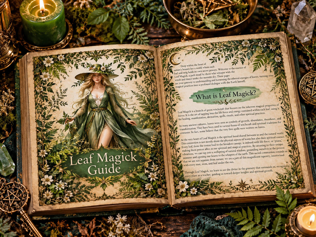 Leaf Divination and Spellcasting Grimoire | Green Witch Ritual Guide