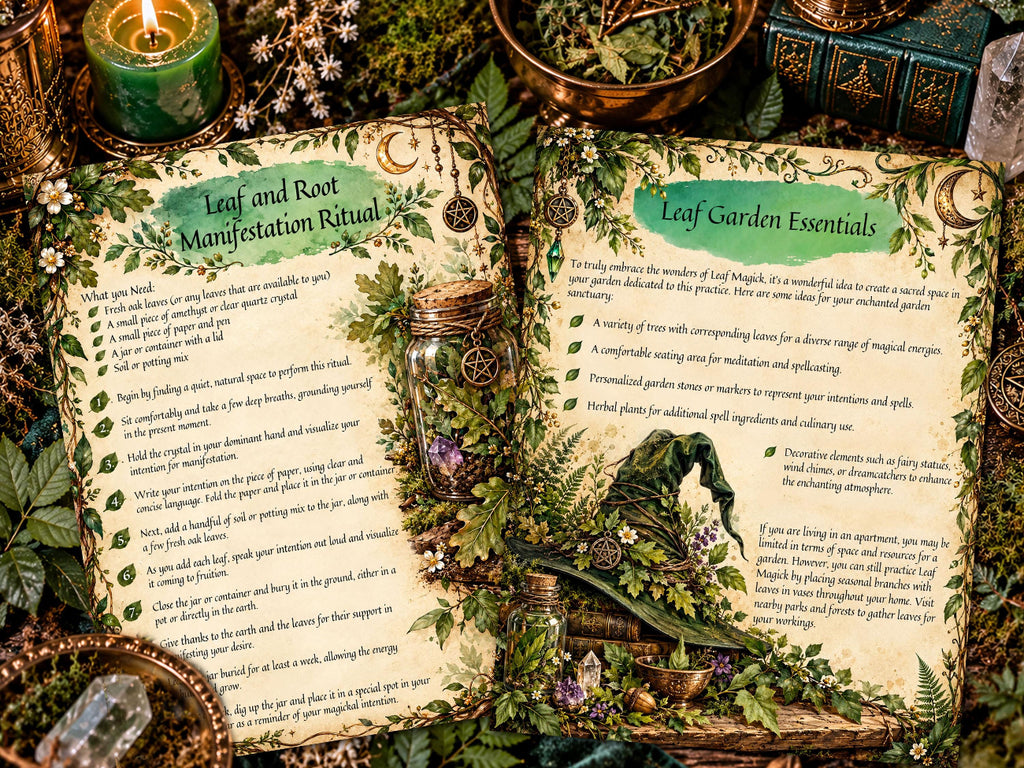 Leaf Divination and Spellcasting Grimoire | Green Witch Ritual Guide