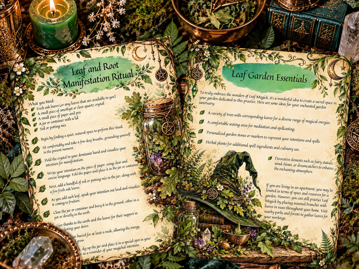 Leaf Divination and Spellcasting Grimoire | Green Witch Ritual Guide