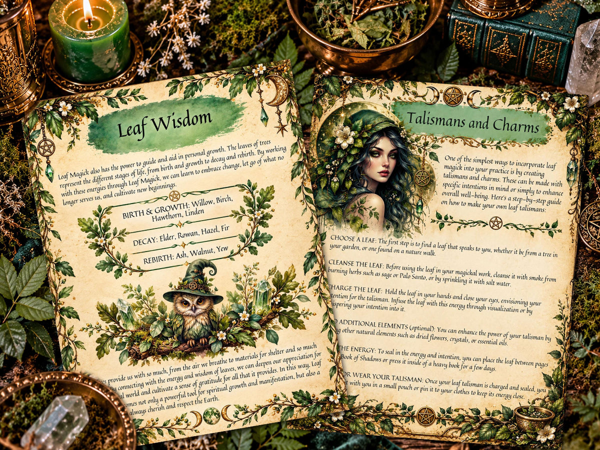Leaf Divination and Spellcasting Grimoire | Green Witch Ritual Guide