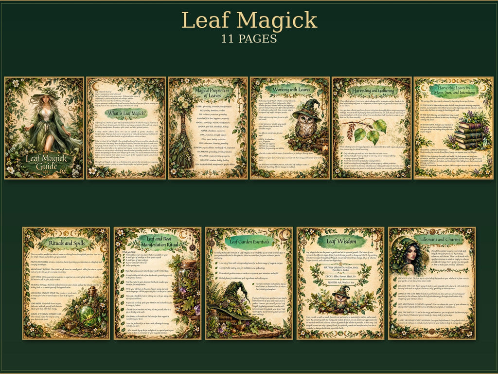 Leaf Divination and Spellcasting Grimoire | Green Witch Ritual Guide