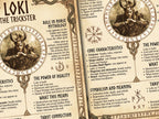 Closeup view of the Informational graphic about Loki the Trickster from Norse mythology with illustrations and text.