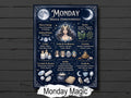 MONDAY Magic: Infographic Cheat Sheet, Book of Shadows, Printable Grimoire Page, Weekday Spells