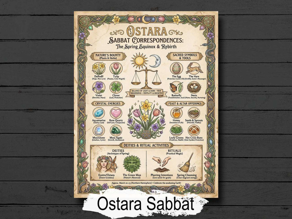 Ostara Sabbat: Infographic Digital Download, Spring Equinox Correspondences