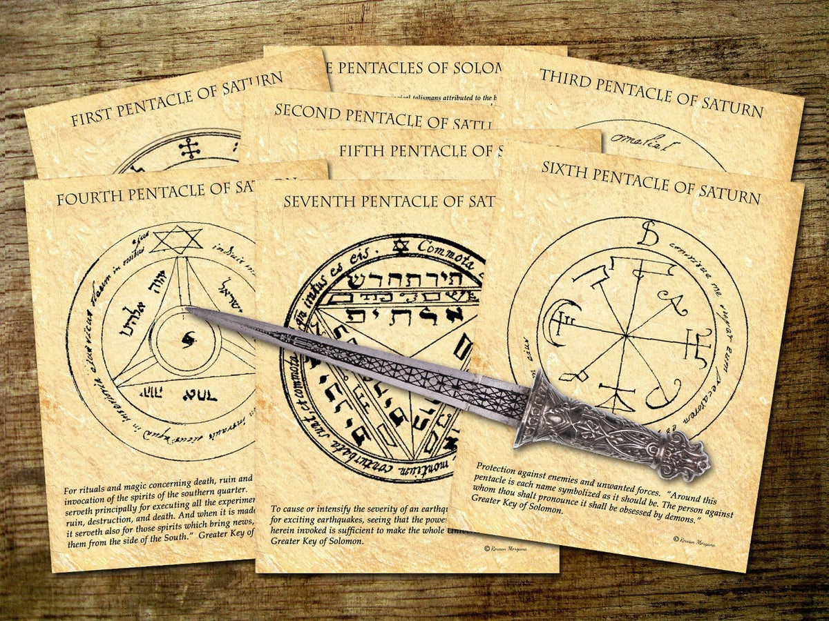 Pentacles of Saturn, 7 pages parchment background