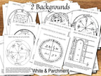 45 Pentacles of Solomon Pages on  optional white paper background