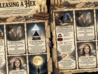 Magical ritual page closeup with illustrations and text about how to release a hex cast upon you.