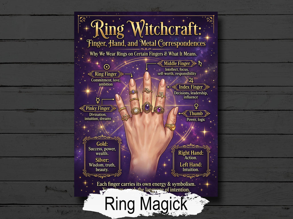 Ring Magick: Grimoire Pages for Book of Shadows, Witch Cheat Sheet, Occult Printable