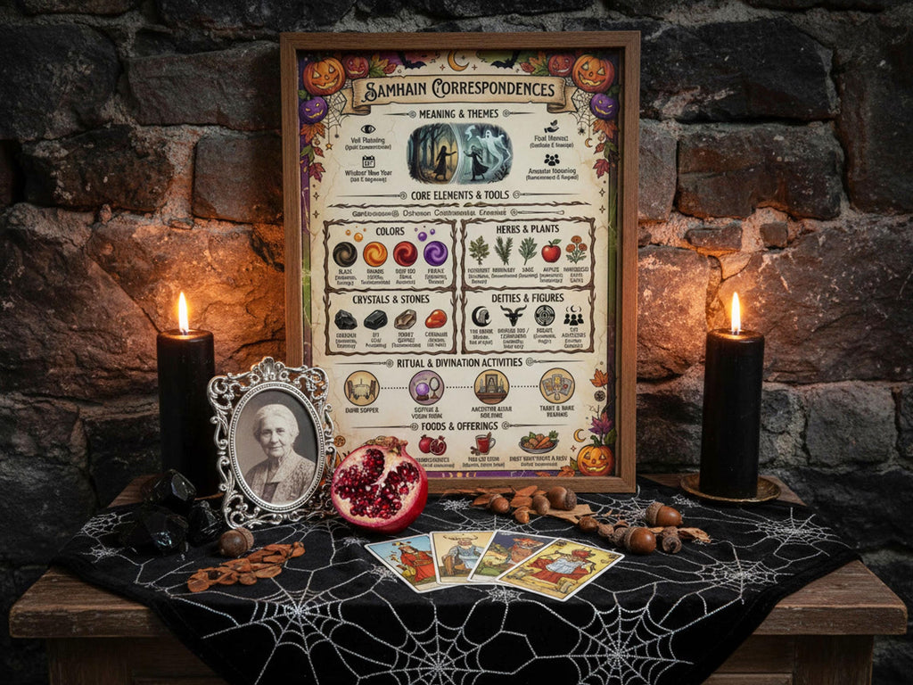 Samhain Sabbat Infographic: All Hallows Eve, Halloween Wheel of the Year Printable